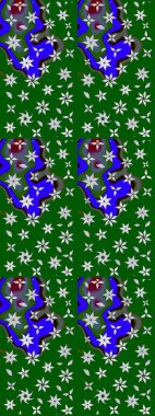 El çizimi. Raster illüstrasyonu. Çiçekli, yapraklı, çiçek desenli çizim..