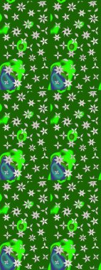 Düz Çiçek Elementleri Tasarımı. Renkli Bahar Teması eskiz kalıbı. Çiçekli çizim şekli. Yeşil ve nötr renkte çiçekler.