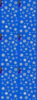 Raster illüstrasyonundaki çiçek desenli çizim. Mavi ve nötr renkte çiçekler.