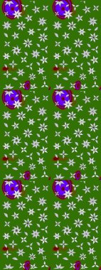 Yeşil ve nötr renklerde çiçekler. Küçük çiçekteki sevimli çiçek deseni. Raster illüstrasyonu.