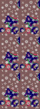 Raster Modaya uygun kumaş deseni. Kahverengi ve nötr renklerde şirin çiçek desenleri. Renkli Bahar Teması eskiz kalıbı. Düz Çiçek Elementleri Tasarımı.