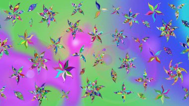 Suluboya, elle çizilmiş. Menekşe yapraklı ve yeşil renkli yabani çiçekler. Eskiz arkaplan modeli. Raster illüstrasyonu.