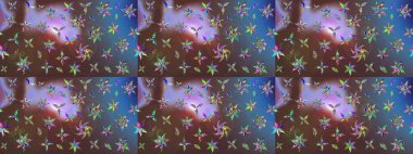 Eskiz arkaplan modeli. Vadinin çiçekleri kahverengi ve mavi renklerde. Suluboya, elle çizilmiş. Raster - stok.