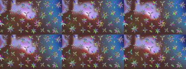 Eskiz arkaplan modeli. Vadinin çiçekleri kahverengi ve mavi renklerde. Suluboya, elle çizilmiş. Raster - stok.