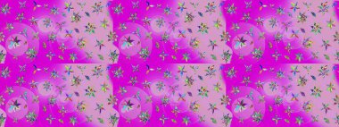 Çizim çiçek deseni duvar kâğıdı olarak kullanılabilir. Raster illüstrasyonu. Mor ve nötr renkte çiçekler.