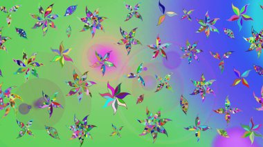 Renkli Yaz Temalı eskiz kalıbı. Düz Çiçek Elementleri Tasarımı. Sevimli çiçek raster deseni. Modaya uygun kumaş deseni.