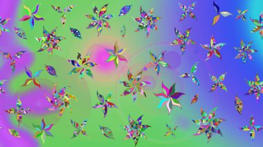 Raster güzel kumaş deseni çiziyor. Düz Çiçek Elementleri Tasarımı. Çiçek deseni. Renkli Bahar Teması çizim şablonu.