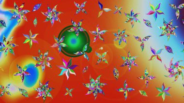 Renkli Bahar Teması eskiz kalıbı. Düz Çiçek Elementleri Tasarımı. Çocuk stili. Çiçekli çizim raster arkaplanı.