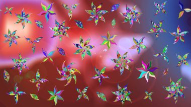 Çiçekli eskiz çizimi. Renkli Yaz Temalı eskiz kalıbı. Kahverengi ve pembe renkli çiçekler. Düz Çiçek Elementleri Tasarımı.