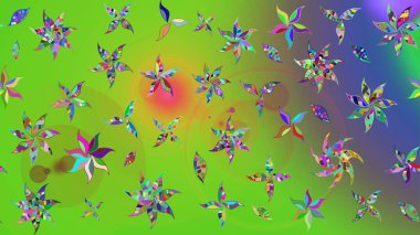 Yeşil ve mor çiçekli eskiz deseni, suluboya çiçek deseni, sevimli çiçek, duvar kağıdı, kart veya kumaş için fayanslı. Raster - stok.