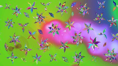 Taslak dekoratif arka plan, çiçek mandala. Çiçek. Raster illüstrasyonu. Yeşil ve mor renklerde.