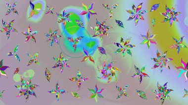 Renkli Bahar Teması eskiz kalıbı. Süslü kumaş deseni. Düz Çiçek Elementleri Tasarımı. Raster illüstrasyonunda çiçek deseni çizimi.