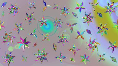 Tarafsız ve gri renklere karalamalar çizilmiş çiçek deseni. Raster illüstrasyonu.