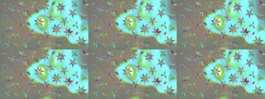 Suluboya tarzında mavi ve gri renklerde. Küçük çiçekli yay deseni çiz. Raster illüstrasyonu.