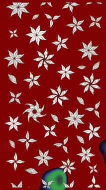 Raster düz çiçek çizim deseni. Hediye ambalaj kağıdı, tebrik kartları, posterler ve pankart tasarımı. Kırmızı ve nötr renkte çiçekler.