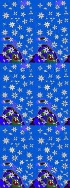 Mavi ve nötr renklerde çiçekler. Çizim çiçek deseni duvar kâğıdı olarak kullanılabilir. Raster illüstrasyonu.