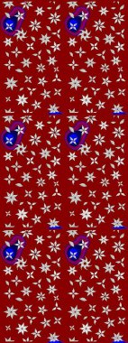 Kırmızı ve nötr renklerde çiçekler. Renkli Bahar Teması eskiz kalıbı. Raster illüstrasyonundaki çiçek desenli çizim. Düz Çiçek Elementleri Tasarımı.