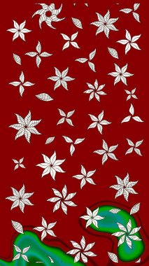 Suluboya, elle çizilmiş. Eskiz arkaplan modeli. Kırmızı ve nötr renklerde yaprakları olan yabani çiçekler. Raster illüstrasyonu.