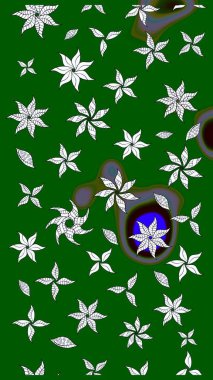 Yeşil ve nötr renklerde çiçekler. Çizim çiçek deseni duvar kâğıdı olarak kullanılabilir. Raster illüstrasyonu.