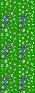 Raster düz çiçek çizim deseni. Hediye ambalaj kağıdı, tebrik kartları, posterler ve pankart tasarımı. Yeşil ve nötr renkte çiçekler.