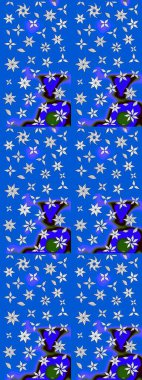 Çiçekli karalama şeklinde Raster çiçek deseni. Nazik, sevimli çiçek arkaplanı. Mavi ve nötr renkte çiçekler.