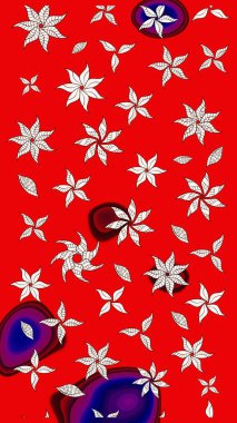 Çiçekli karalama şeklinde Raster çiçek deseni. Nazik, narin çiçek arkaplanı. Kırmızı ve nötr renkte çiçekler.