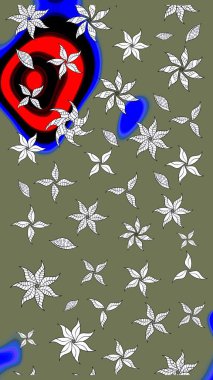 Eskiz stili yeşil ve nötr renklerde. Şirin karalamalı çiçek desenli çizim. Raster illüstrasyonu. Raster illüstrasyonu. El yapımı çiçek ve bitki koleksiyonu.