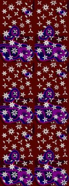 Kırmızı ve kahverengi arka planda. Tekstil, kumaş, ambalaj, hatıra defteri için hoş bir çiçek arkaplanı. Çocuksu tasarım. Elle çizilmiş karalama çiçekleri ile Raster çizim deseni.