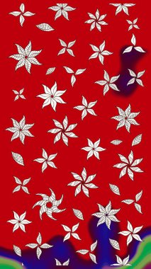 Kırmızı ve nötr çiçekli eskiz deseni, suluboya çiçek deseni, şirin çiçek, duvar kağıdı, kart veya kumaş için fayanslı. Raster - stok.