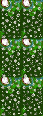 Hediye ambalaj kağıdı, tebrik kartları, posterler ve pankart tasarımı. Yeşil ve nötr renklerde çiçekler. Raster düz çiçek çizim deseni.