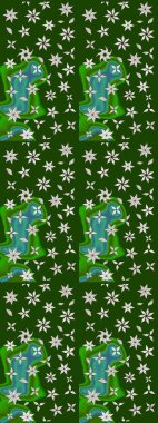 Çiçek izi. Suluboya çizim kalıbı. Çiçekler suluboya tarzında yeşil ve nötr renklerde.