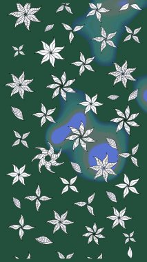 Tekrar eden çiçek arkaplanı, zarif yeşil ve nötr çiçek duvar kağıdı. Yeşil ve nötr renkler üzerine çiçek desenli çizimler, el yapımı papatyalar, papatyalar..