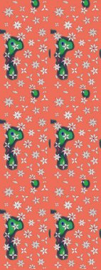 Çiçekli eskiz çizimi. Çiçekler turuncu ve nötr renklerde. Renkli Yaz Temalı eskiz kalıbı. Düz Çiçek Elementleri Tasarımı.