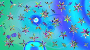 Mavi ve yeşil renkli çiçekler. Çiçekli eskiz deseni. Suluboya çizimi. El çizimi.