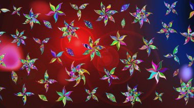 Raster illüstrasyonu. Nazik, yaz çiçekleri kahverengi ve kırmızı renklerde. Raster çiçek desenli ve çiçekli..