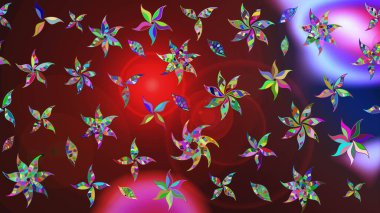 Süslü kumaş deseni. Raster illüstrasyonundaki çiçek desenli çizim. Renkli Bahar Teması eskiz kalıbı. Düz Çiçek Elementleri Tasarımı.