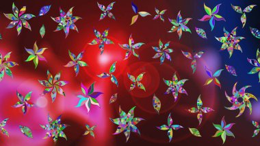 Raster illüstrasyonundaki çiçek desenli çizim. Kırmızı ve kahverengi renkte çiçekler.
