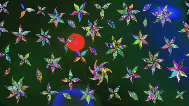 Küçük renkli çiçekler. Motley illüstrasyonu. Robot resim. Moda baskıları için zarif bir şablon. Çiçekli yaz çiçekleri. Küçük çiçekte şirin desenler.