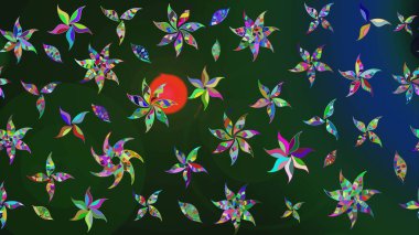 Güzel kumaş deseni. Düz Çiçek Elementleri Tasarımı. Yazdır. Renkli Yaz Temalı eskiz kalıbı. Raster çiçekli arka plan. Güzel çizim şekli..