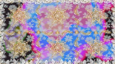 Tarafsız renkler ve altın elementler. Kusursuz altın desen. Çiçek desenli altın metal. Raster altın çiçek süsü brokar kumaş ve cam desenli..