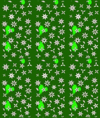 Düz Çiçek Elementleri Tasarımı. Renkli Bahar Teması eskiz kalıbı. Yeşil renkli çiçekler. Raster illüstrasyonunda çiçek deseni çizimi.