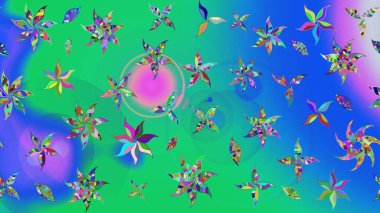 Küçük çiçekli basit bir çiçek çizimi. Raster illüstrasyonu. Mavi ve yeşil renkte şirin çiçekler. Moda baskısı, albüm, ambalaj kağıdı, duvar kağıdı için zarif dekoratif süslemeler..