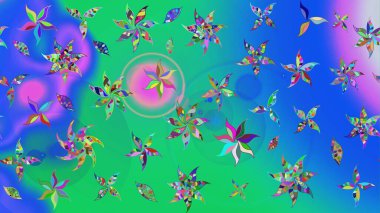 Yapraklı çizim şekli. Poster ya da kapak için arka plan. Davetiye ve kartpostal tasarımı için dekoratif çiçek unsurları. Tekstil için figür. Sevimli zarif çiçekler Raster illüstrasyonu.