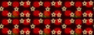 Xmas Frost kar taneleri izole edilmiş siluet sembolü. Meteoroloji buz koleksiyonu. Raster illüstrasyonu. Kış kırmızısı, kahverengi ve siyah noel kar düz kristal element. Kar Tanesi raster arkaplanı