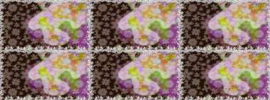 Renkli Bahar Temalı Kusursuz Arkaplan. Raster illüstrasyonunda kusursuz çiçek deseni. Kahverengi renkli çiçekler. Düz Çiçek Elementleri Tasarımı.