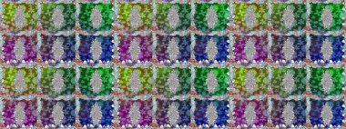 Raster illüstrasyonu. Çiçekli karalama şeklinde Raster çiçek deseni. Yumuşak, yaz çiçekleri yeşil renklerde.