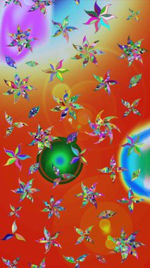 Turuncu ve kırmızı renkte güzel çiçekli eskiz deseni, suluboya çiçek deseni, duvar kağıdı, kart veya kumaş için fayanslı. Raster..