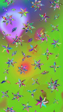 Raster illüstrasyonu. Miles Fleur, süslü püslü bir süs. Tomurcukları papatya çiçekleri olan sevimli bir çiçek deseni. Eskiz geçmişi. Kumaş, tekstil, duvar kağıdı baskısı için. Antika retro tarzı.