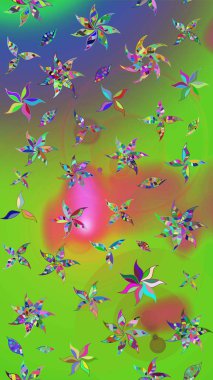 Yeşil ve mor üzerine çiçekler. Eskiz arkaplan modeli. Raster hisseleri. Suluboya, elle çizilmiş.