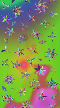 Nazikçe, güzel çiçek arkaplanı. Yeşil ve mor renkli çiçekler. Raster çiçek desenli ve çiçekli..